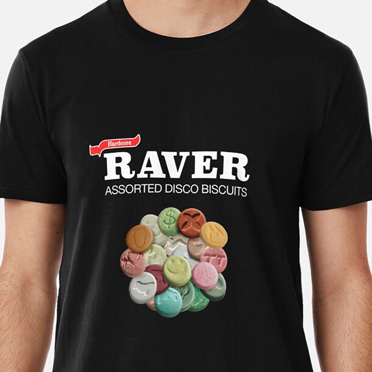 Hardcore Raver - Assorted Disco Biscuits Premium T-Shirt by NTK Apparel