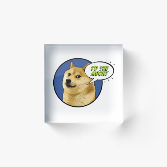 Doge To The Moon!! Acrylic Block