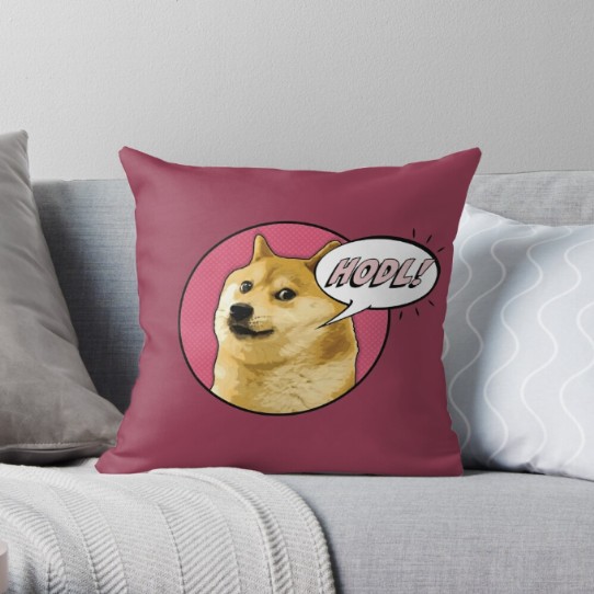 Doge says HODL! Throw Pillow