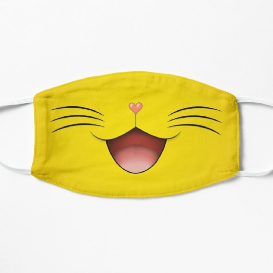 Cute happy cat face mask Yellow