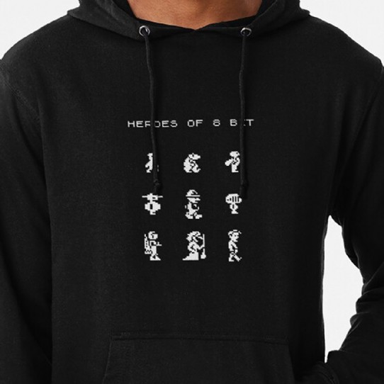 Heroes of 8bit - monochrome lightweight hoodie