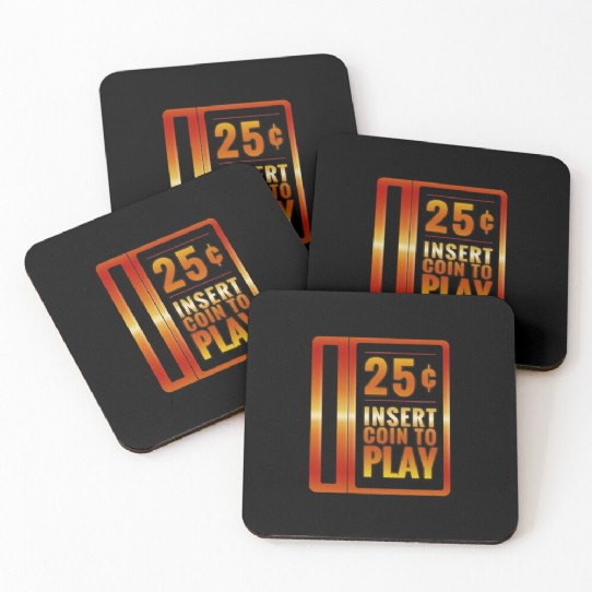 Insert 25¢ to play classic arcade coin slot Coaster Set