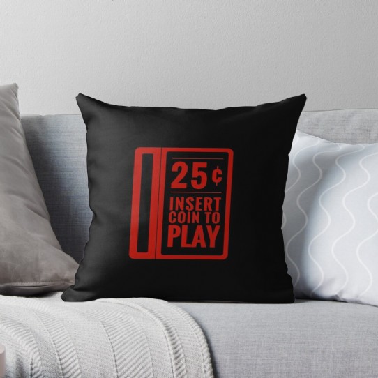 Insert Coin arcade coin slot - Throw Pillow