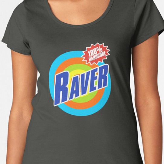 100% Hardcore Raver - Blue Raver on multicolour bullseye - Premium T-Shirt