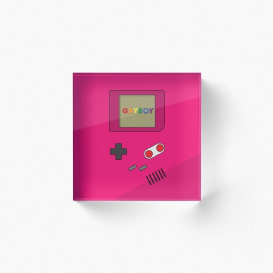 The Gayboy - Bright pink Retro gaming Acrylic Block