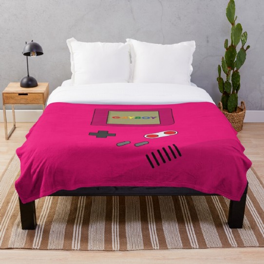 The Gayboy - Bright pink Retro gaming Throw Blanket