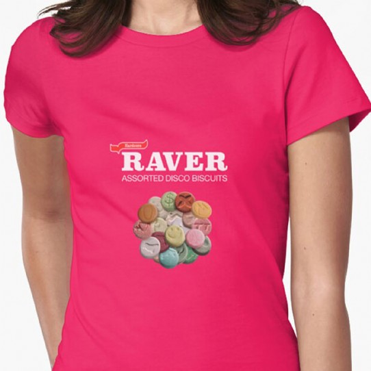 Hardcore Raver - Assorted Disco Biscuits Fitted Tee