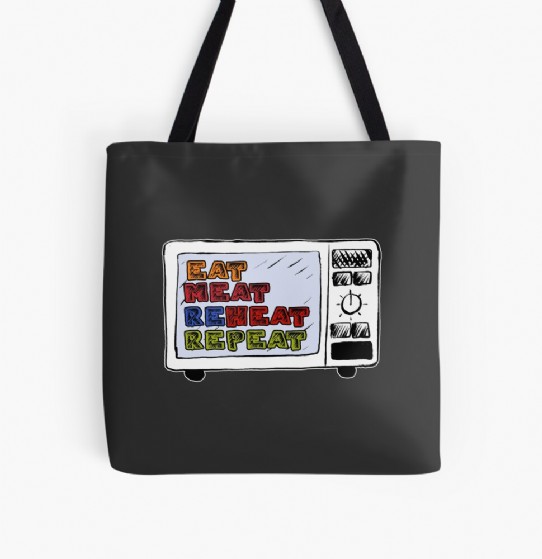 Eat Meat Reheat Repeat Tote Bag