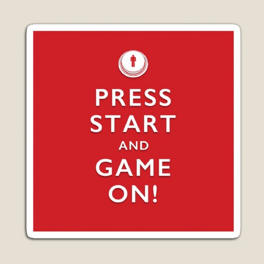 Press Start and Game On! Magnet