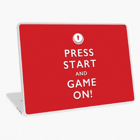 Press Start and Game On! Laptop Skin